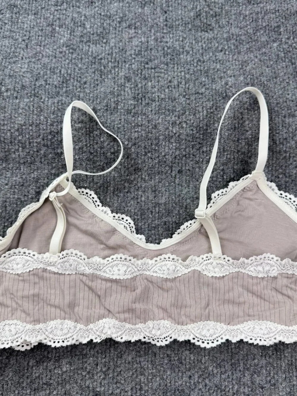 Aerie Real Good Ribbed Bralette Womens Medium Lace Trim Modal Stretch Bralet